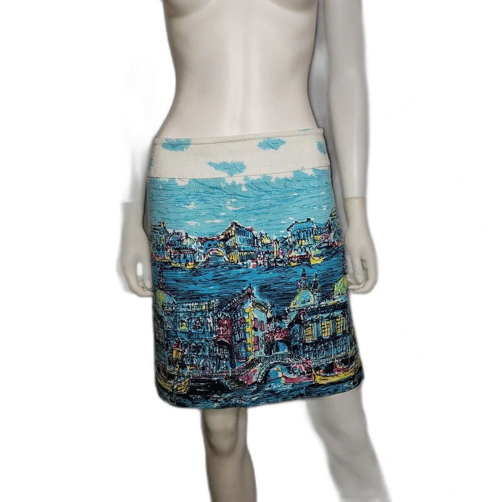 Talbots Venice Canal Cityscape Scenic Skirt Womens Size 4